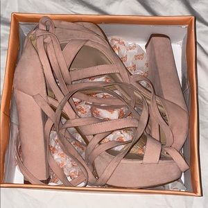 PINK LACE UP HEELS